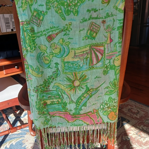 Lilly Pulitzer Murfee scarf silk/cashmere Florida EUC and Hard to find! - Picture 1 of 7